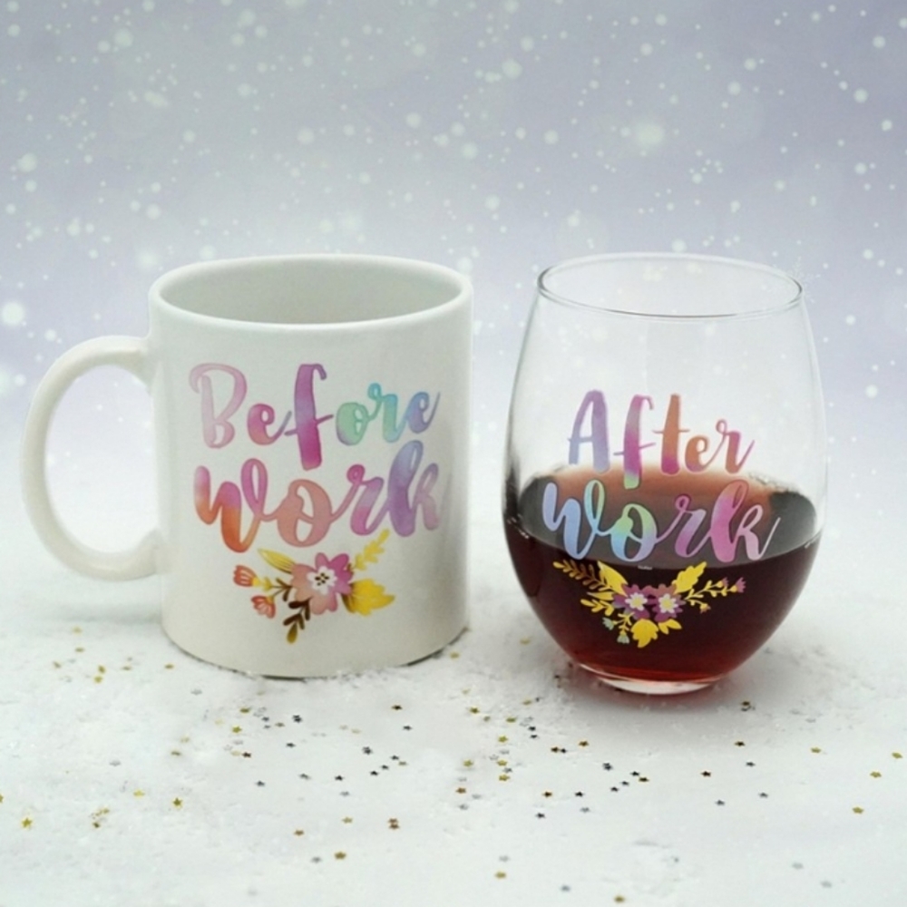 New Ceramic Mug Stemless Wine Glass Set - Picture 2 of 3